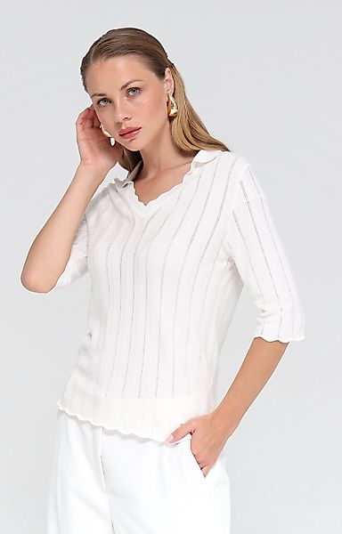 Passioni Strickpullover mit 3/4-Ärmeln in strahlendem günstig online kaufen