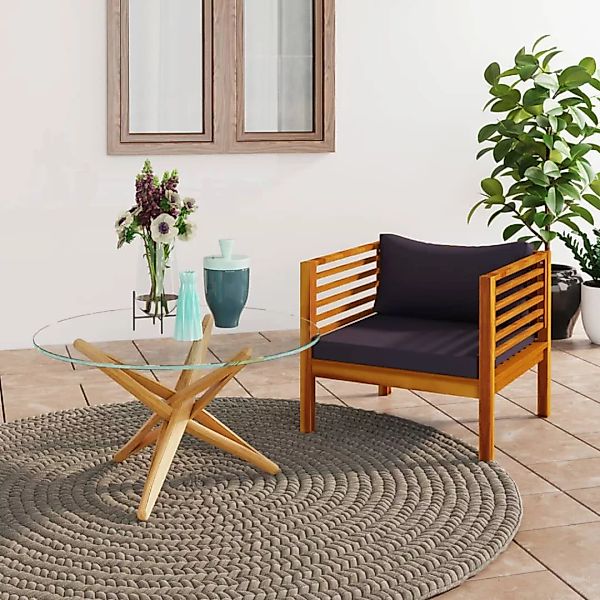 vidaXL Loungesofa Gartenstuhl mit Dunkelgrauen Kissen Massivholz Akazie, 1 günstig online kaufen