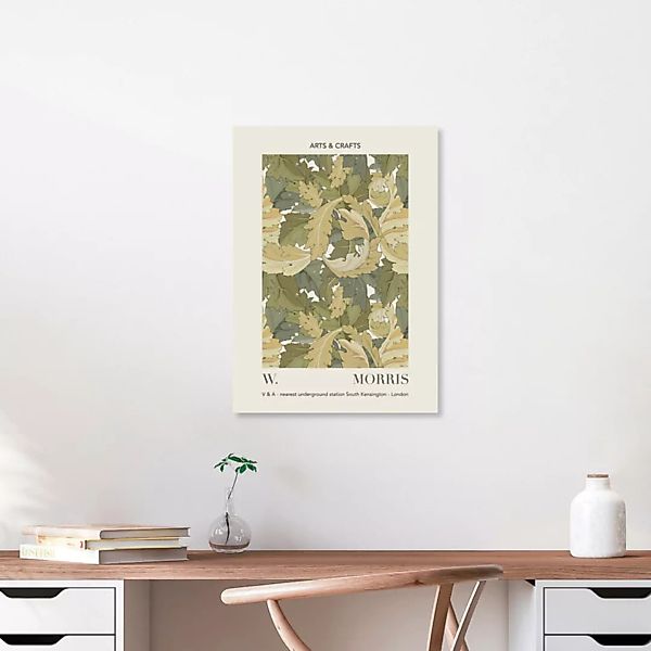 Poster / Leinwandbild - William Morris - Grünes Blattmuster V&A Ausstellung günstig online kaufen