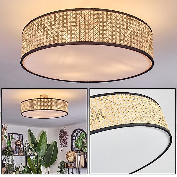 hofstein Deckenleuchte Deckenlampe aus Metall/Korbgeflecht/Stoff/Kunststoff günstig online kaufen