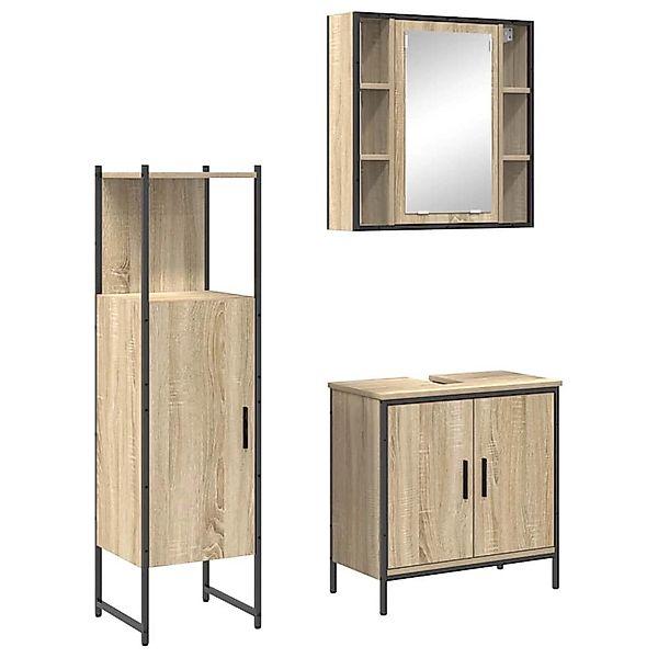 vidaXL Badezimmermöbel-Set mit Regal mit Tür 3-Tlg Braun Holzwerkstoff 3345 günstig online kaufen