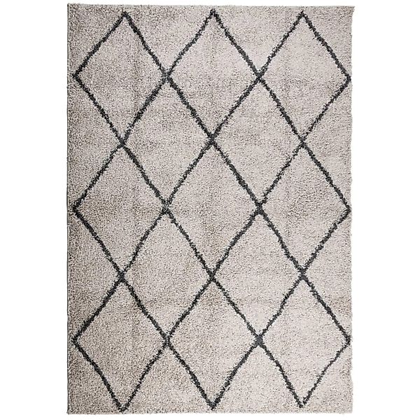 vidaXL Teppich Shaggy Hochflor Modern Beige Und Anthrazit 160x230 Cm 195595 günstig online kaufen
