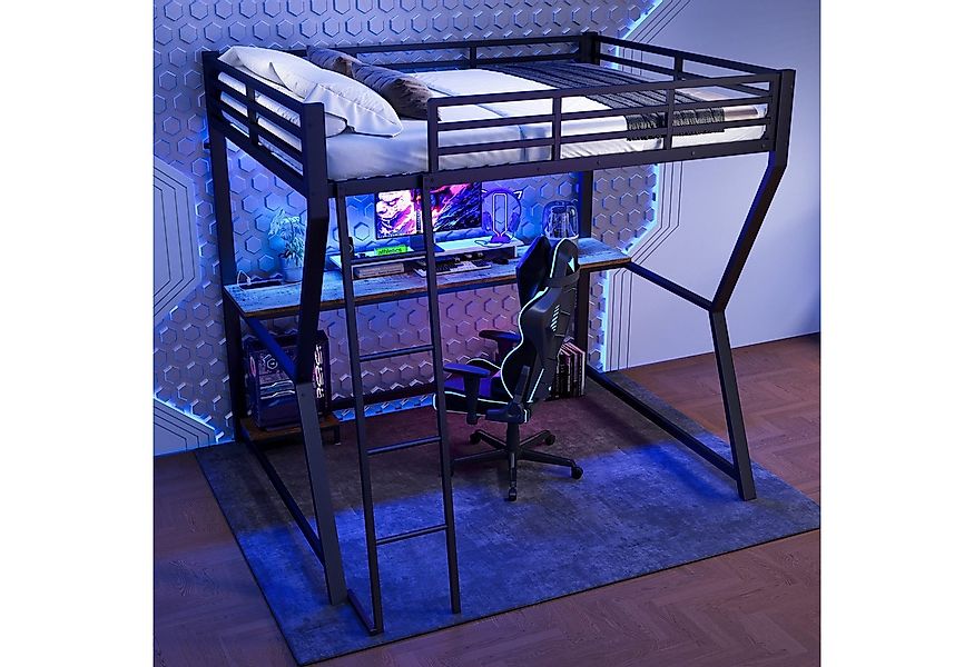 TavilaEcon Hochbett Kinderbett Jugendbett mit Ambientelicht, Computerkonsol günstig online kaufen