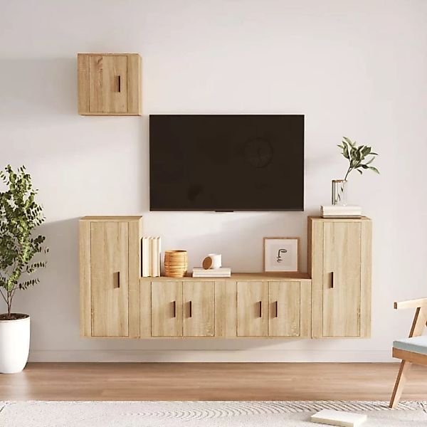 Vidaxl 5-tlg. Tv-schrank-set Sonoma-eiche Holzwerkstoff günstig online kaufen