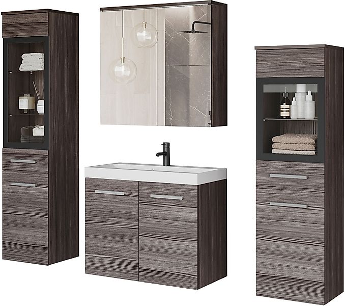 welltime Badmöbel-Set »MADRIT II, Schrank mit Waschbecken, 2 Hänger, Spiege günstig online kaufen