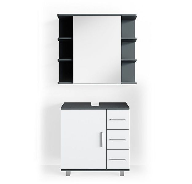 Vicco Badmöbel-Set Ilias, Weiß/Anthrazit, 2 Teile, (2-er Set, 2-St., 2er Se günstig online kaufen