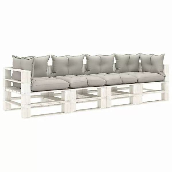 vidaXL Loungesofa Garten-Palettensofa 4-Sitzer mit Kissen in Taupe Holz, 1 günstig online kaufen