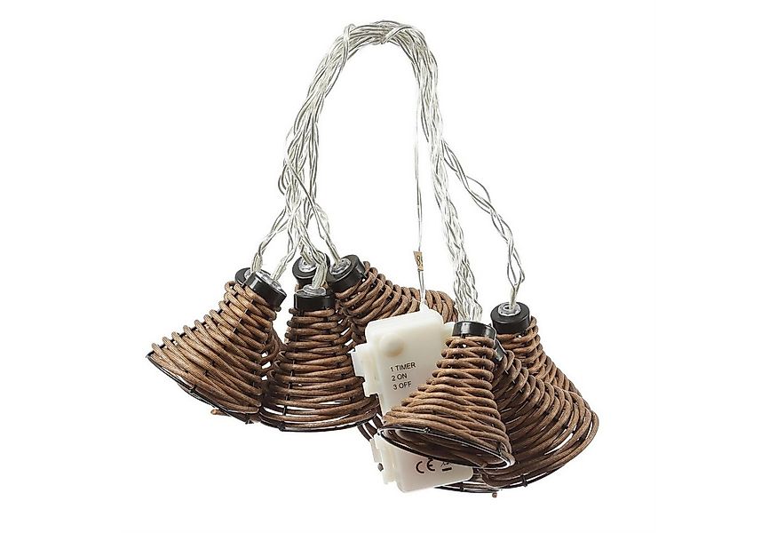 MARELIDA LED-Lichterkette 10 Lampenschirme Rattan Optik Boho Deko Girlande günstig online kaufen