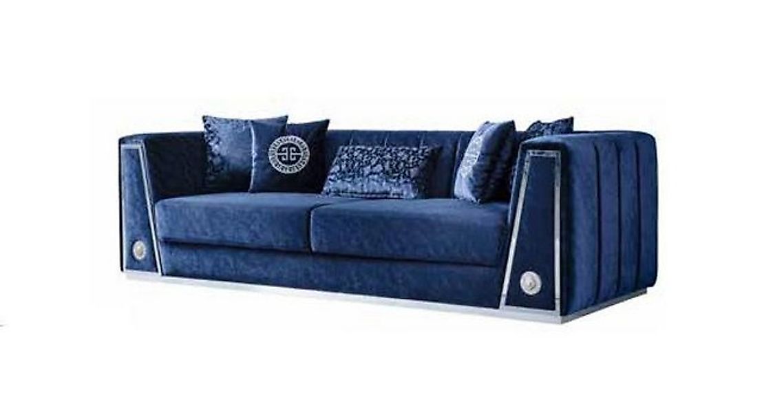 Xlmoebel Sofa Exklusive Dreisitzer-Couch in zeitgemäßem Blau - Luxuriöses S günstig online kaufen