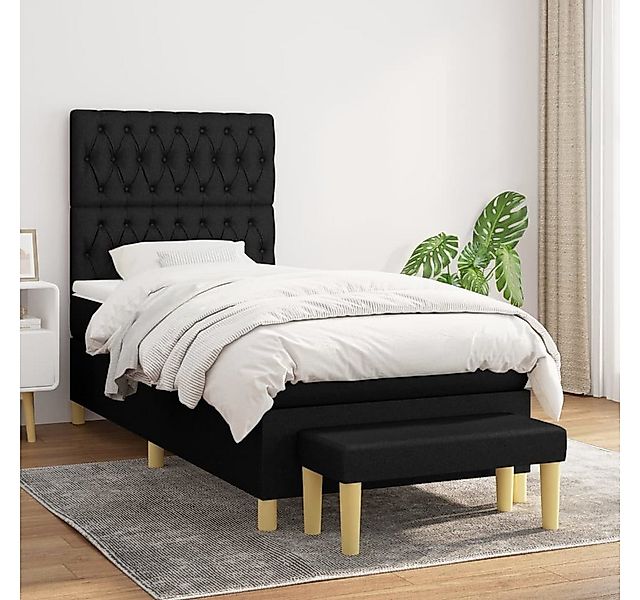 vidaXL Boxspringbett Boxspringbett mit Matratze Schwarz 90x200 cm Stoff Bet günstig online kaufen