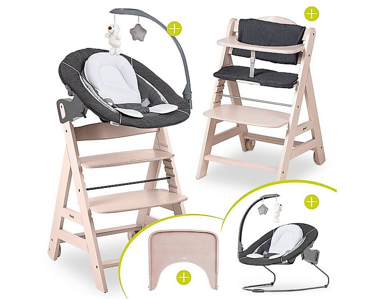 Hauck Hochstuhl Beta Plus Whitewashed Newborn SetWippe Deluxe, Holz Babystu günstig online kaufen