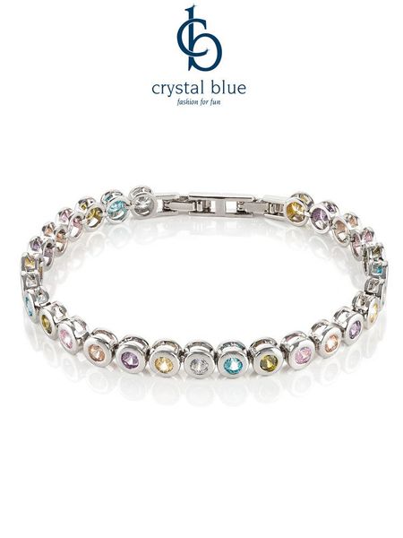 crystal blue Tennisarmband Facetteschliff Zirkonia Kristalle günstig online kaufen