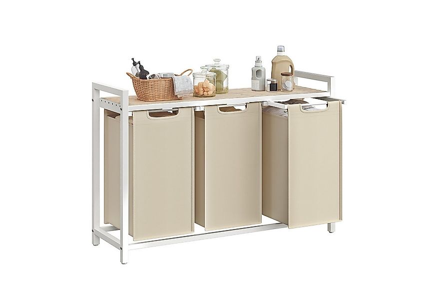 VASAGLE Wäschekorb, 3 Fächer, mit Ablage, ausziehbar und abnehmbar, 3 x 38 günstig online kaufen