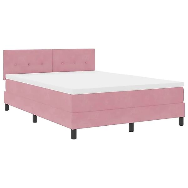 vidaXL LED Boxspringbett mit Matratze mit LED Rosa 140 x 200 cm Samt 334266 günstig online kaufen