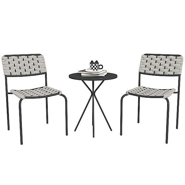 Outsunny Gartenlounge-Set 3-teilig, mit 2 Stapelbare günstig online kaufen
