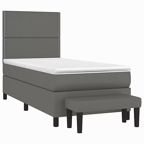 vidaXL Bett Boxspringbett mit Matratze Grau 80x200 cm Kunstleder günstig online kaufen