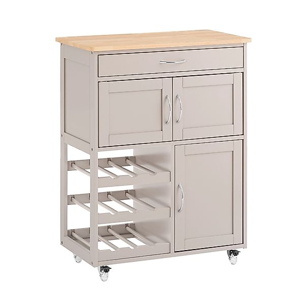 SoBuy Servierwagen mit Flaschenablagen Küchenwagen Khaki 67x86x38cm FKW45-K günstig online kaufen