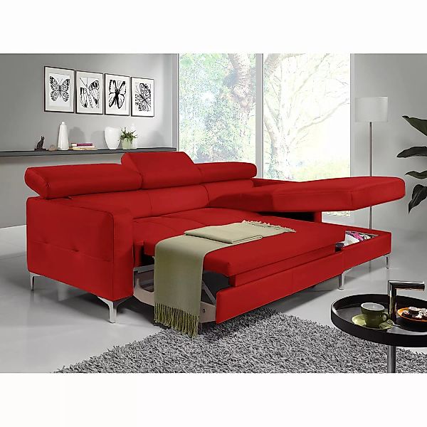 home24 Cotta Ecksofa Eduardo 2-Sitzer Rot Kunstleder 226x74x169 cm (BxHxT) günstig online kaufen