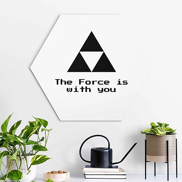 Hexagon-Alu-Dibond Bild Gaming Symbol The Force is with You in Schwarz günstig online kaufen