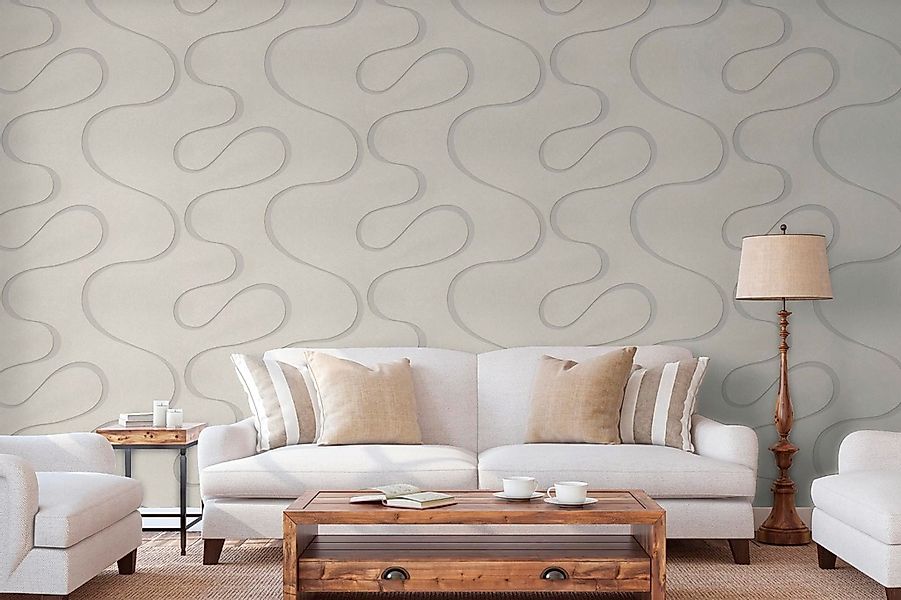 Marburg Vliestapete Weiß-Grau, gemustert, moderne Tapete günstig online kaufen