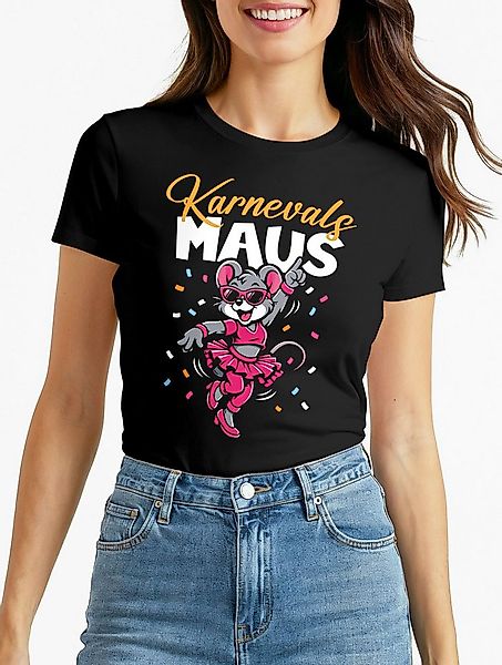 MoonWorks Print-Shirt Damen T-Shirt - Karnevalsmaus - Fasching Karneval Ers günstig online kaufen