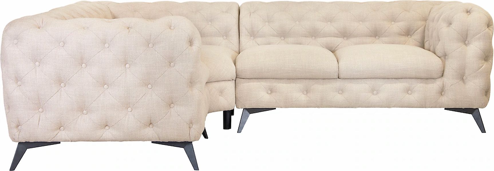 Leonique Chesterfield-Sofa "Ecksofa GLYNIS L-Form mit Wellenunterfederung, günstig online kaufen