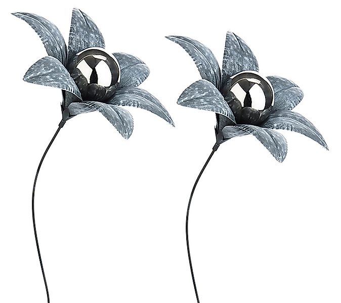Kobolo Gartenstecker Dekostecker Blume Gray Flower S/2 aus Metall (2 Stück) günstig online kaufen