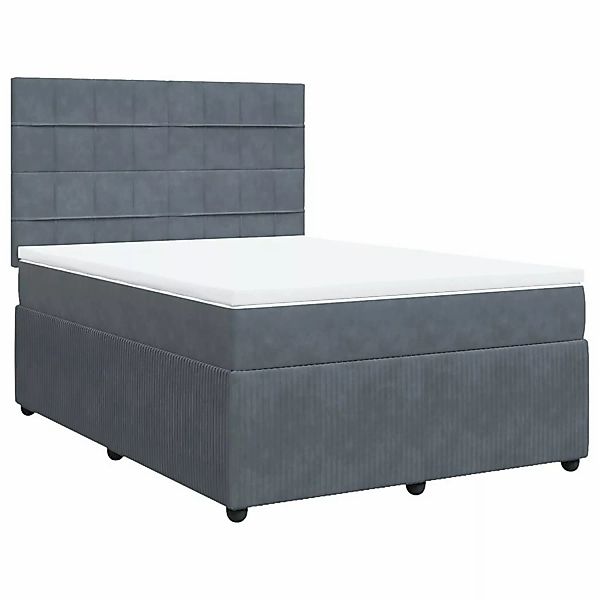 vidaXL Boxspringbett mit Matratze Dunkelgrau 140x190 cm Samt2098799 günstig online kaufen