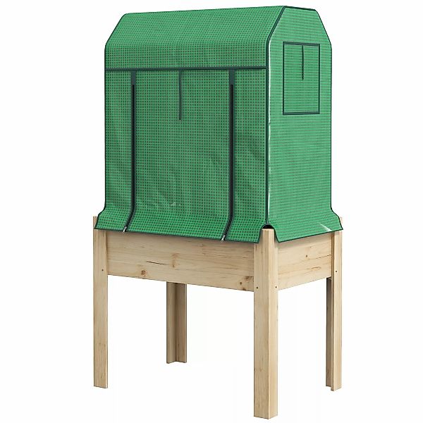 Outsunny Hochbeet aus Holz mit Gewächshaus 86x60x165cm, erhöhtes Frühbeet m günstig online kaufen