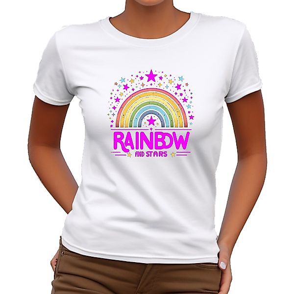 Banco T-Shirt Damen Kurzarm Rainbow Print günstig online kaufen