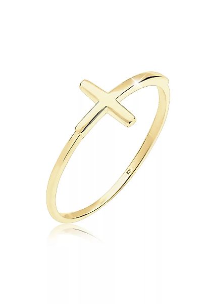 Elli Premium Fingerring "Kreuz Symbol Trend Blogger 375 Gelbgold" günstig online kaufen