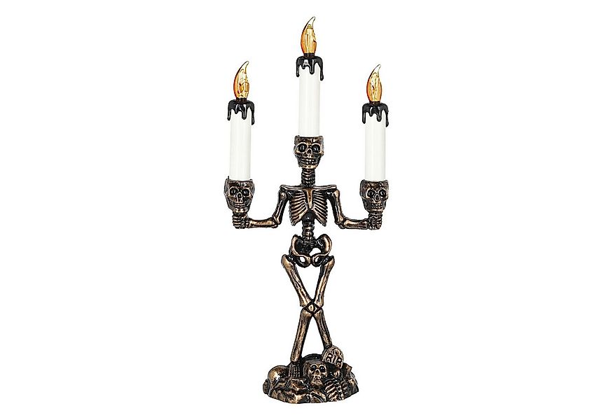 CEPEWA LED Dekolicht LED Kerzenständer Skelett Totenkopf 15x36x8cm schwarz günstig online kaufen