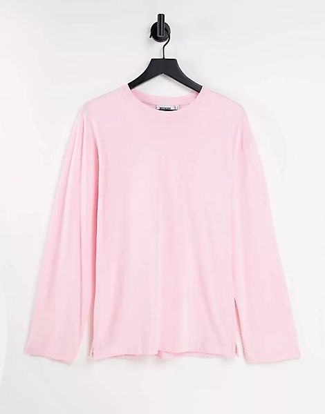 Weekday – Smash – Langärmliges Oversize-Shirt aus Bio-Baumwolle in Hellrosa günstig online kaufen