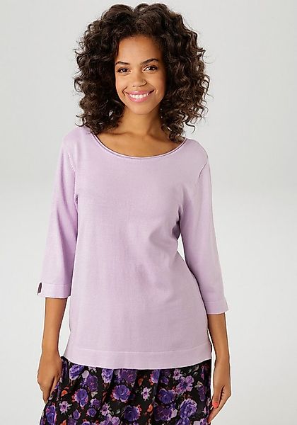 Aniston CASUAL Strickpullover mit kleinem Schlitz an den 3/4-langen Ärmeln günstig online kaufen