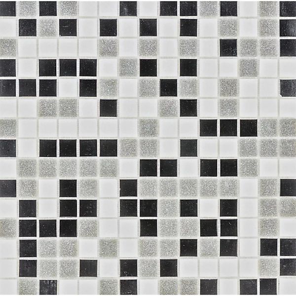 Glasmosaikmatte Black-Grey-White Mix 32,6 cm x 32,6 cm günstig online kaufen
