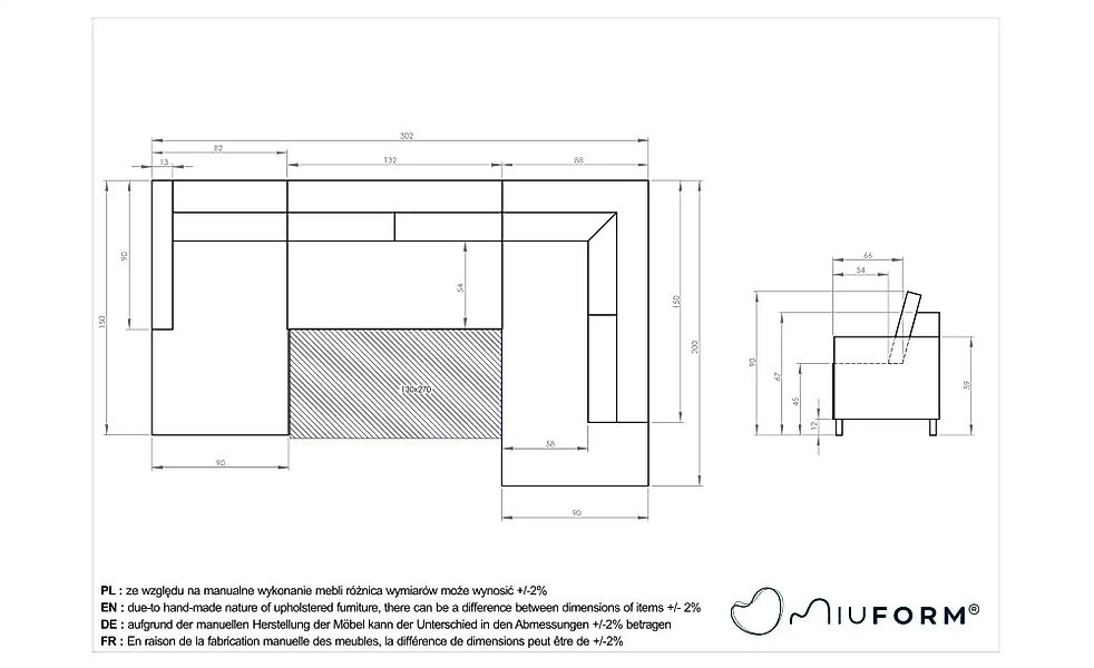Miuform Wohnlandschaften mit Funktion   ¦ rosa/pink ¦ Maße (cm): B: 302 H: günstig online kaufen