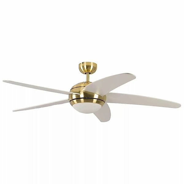 Pepeo Deckenventilator Melton Messing - Weiß 132 cm mit Beleuchtung und Fer günstig online kaufen