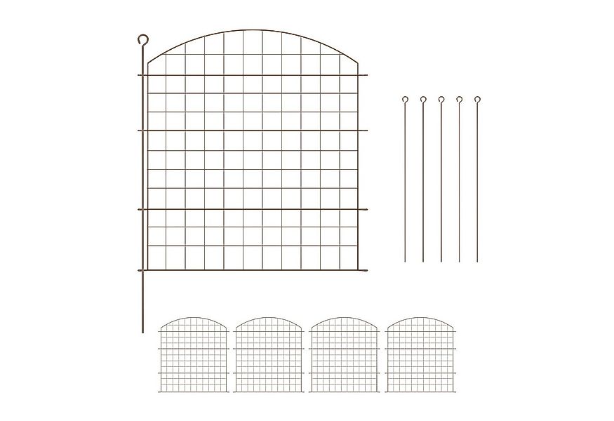 relaxdays Teichzaun Set mit Oberboge, (5er Set), braun günstig online kaufen