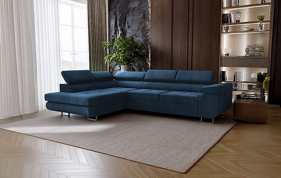 Goldstoff Ecksofa mit Schlaffunktion - Designersofa, günstig online kaufen
