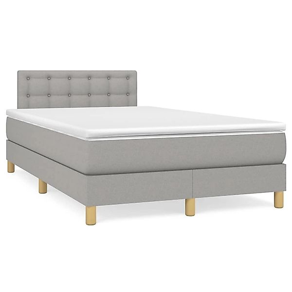 vidaXL Boxspringbett Boxspringbett mit Matratze Hellgrau 120x200 cm Stoff B günstig online kaufen