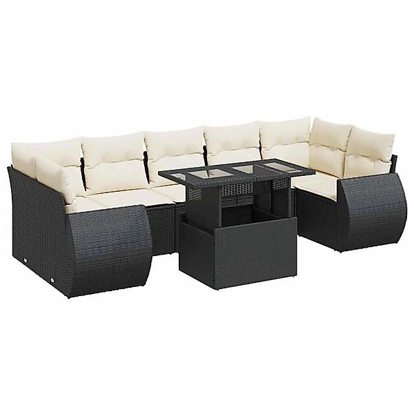 vidaXL 8-Tlg Garten-Sofagarnitur mit Kissen Schwarz Poly Rattan 3326597 günstig online kaufen