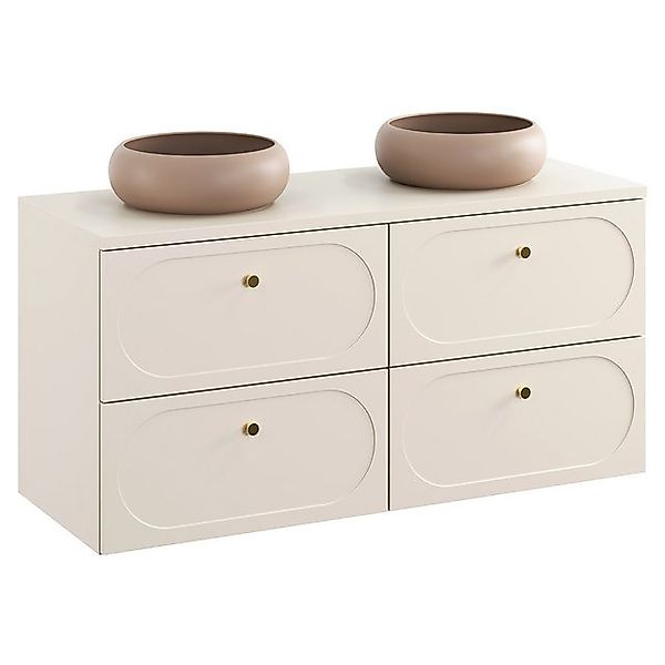 Lomadox Waschbeckenschrank DESENZANO-56 120cm breit in beige mit 2 Aufsatzw günstig online kaufen