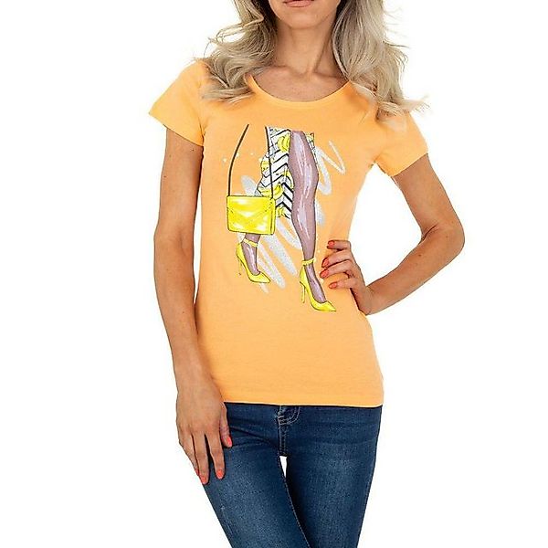 Ital-Design T-Shirt Damen Freizeit Print Stretch T-Shirt in Orange günstig online kaufen