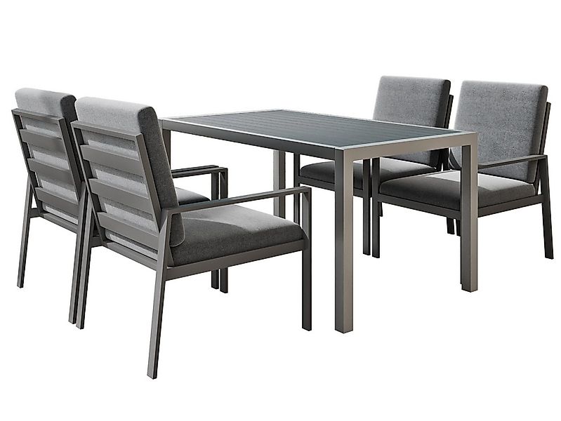 MeXo Gartenlounge-Set Gartenmöbel Set Aluminium Outdoor, (5-tlg., mit Polyw günstig online kaufen