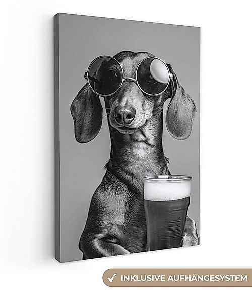 OneMillionCanvasses® Leinwandbild Dackel - Bier - Gläser - Gläser, Fotodruc günstig online kaufen