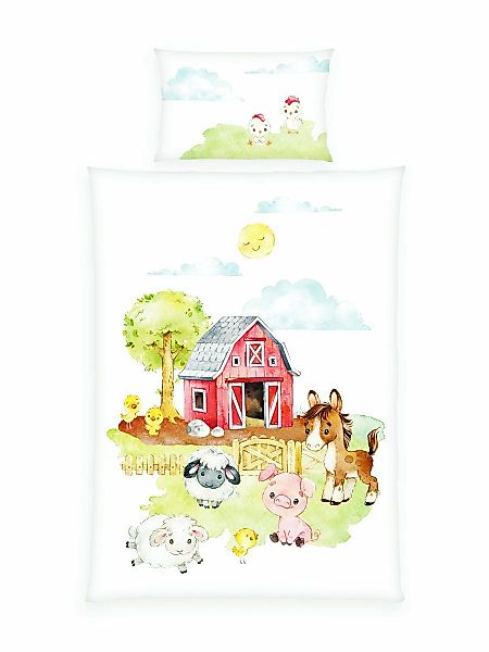 Herding Babybettwäsche 100x135cm Bauernhof Tiere Pferd günstig online kaufen