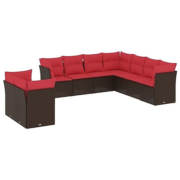 vidaXL 9-Tlg Gartensofa-Set mit Kissen Braun Polyrattan 3217844 günstig online kaufen