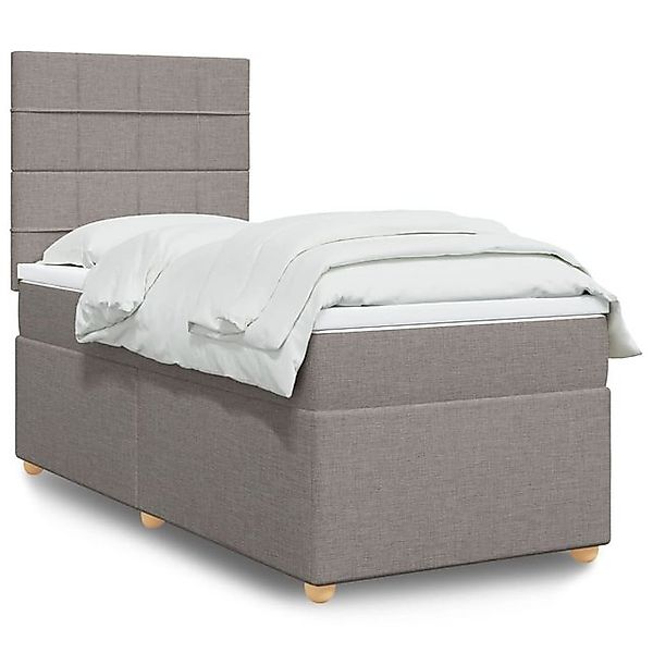 vidaXL Boxspringbett, Boxspringbett mit Matratze Taupe 90x200 cm Stoff günstig online kaufen