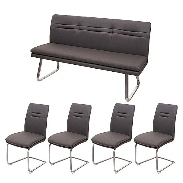 MCW Esszimmer-Set H70 Esszimmergruppe Grau-Braun 160cm günstig online kaufen