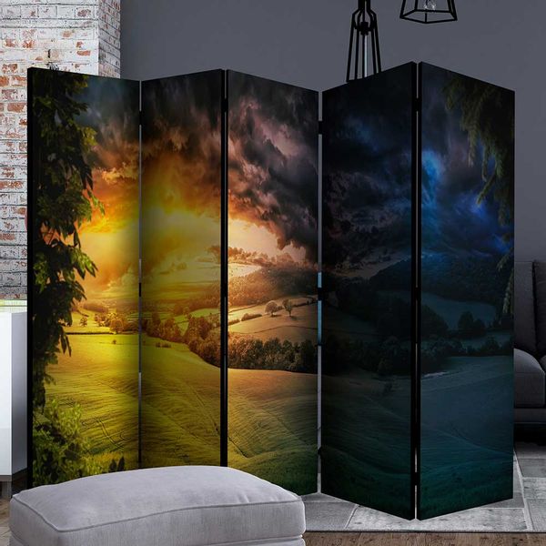 Paravent Trennwand mit Landschaft Motiv beidseitig Bunt günstig online kaufen